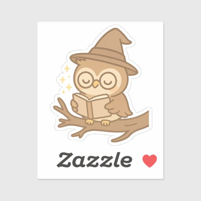 Adesivo Coruja Lendo um Livro Ortográfico (Folha)
