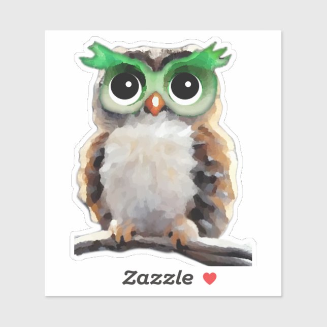 Adesivo Coruja Verde-Pequena e Barrada (Folha)