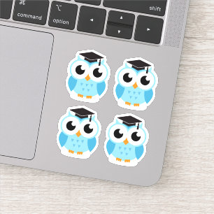 Adesivo Corujas bonitas de graduação com chapéus/bonés pre