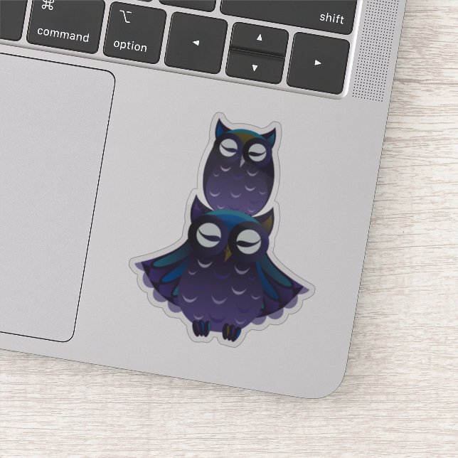 Adesivo Corujas Roxas e Azuis, Cute Empilhadas (Detalhe)
