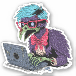 Adesivo Corvo Computador Zumbi