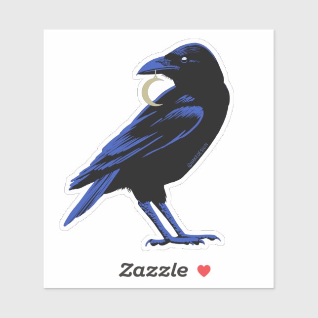 Adesivo Corvo De Testemunhas Com Colar De Lua (Folha)