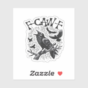 Adesivo Corvo Gótico F-Caw-F Humor Engraçado Essencial Ret