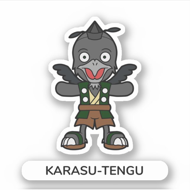 Adesivo Corvo Japonês Tengu Yokai (Frente)