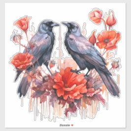 Adesivo Corvos com papoila