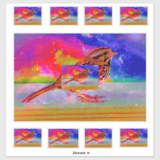 Adesivo Cosmic Bird Dreamscape Art Print" (Folha)