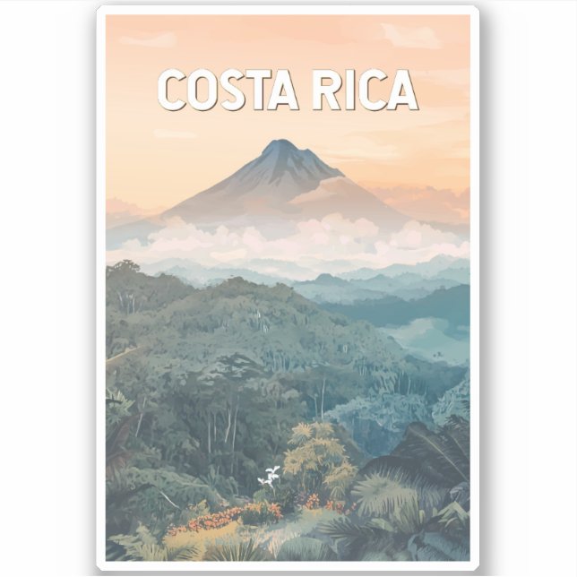 Adesivo Costa Rica Illustration Travel Art Vintage (Frente)