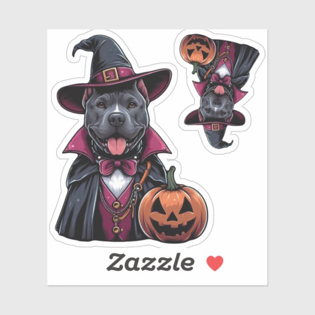 Adesivo Costumed Pitbull Halloween (Folha)