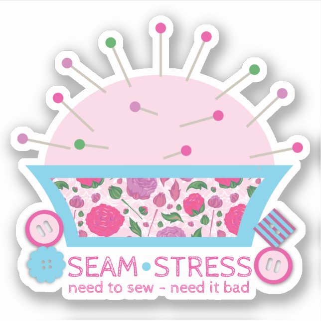 Adesivo Costureira engraçada costureira para colagem (Frente)