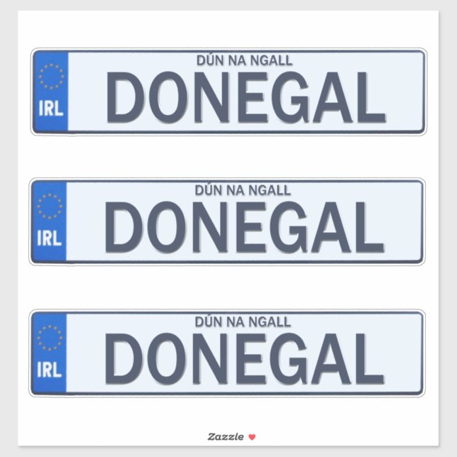 Adesivo County Donegal Irish Reg Plate Decal Stickers x 3 (Folha)