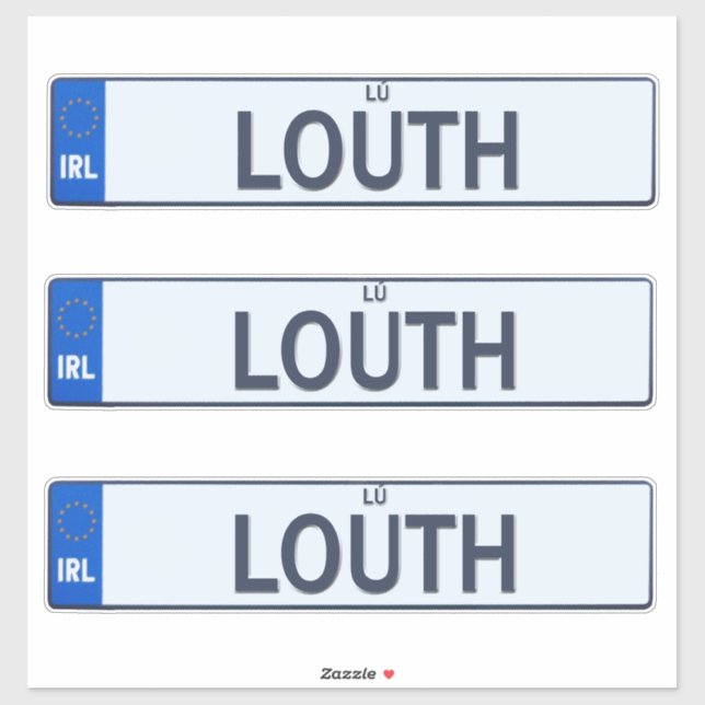Adesivo County Louth Irish Reg Plate Decker x 3 (Folha)