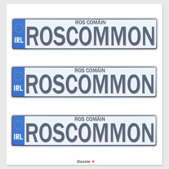 Adesivo County Roscommon Irish Reg Plate Decal Stickers x3 (Folha)