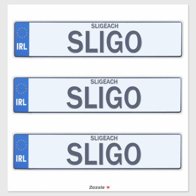 Adesivo County Sligo Irish Reg Plate Decal Stickers x3 (Folha)
