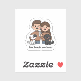 Adesivo Couple with Pets – Four Hearts One Home Design