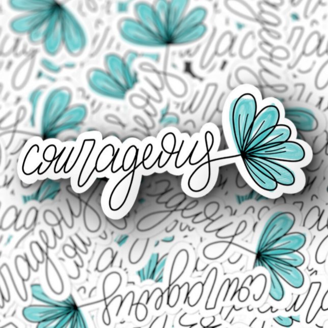Adesivo Courageous Word Flower Laptop | Die-Cut Sticker (Courageous Affirmation Vinyl Sticker PiggyPrint Stickers.)