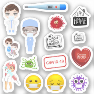 Adesivo Cóvid médico-19 máscaras do hospital corona pequen