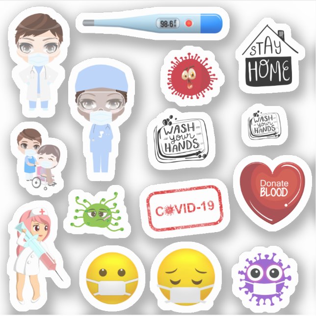 Adesivo Cóvid médico-19 máscaras do hospital corona pequen (Frente)