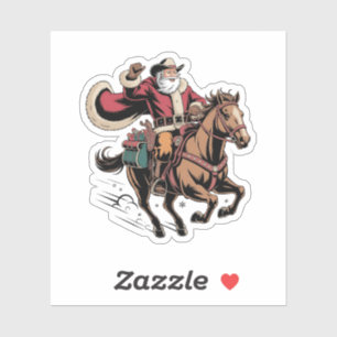 Adesivo Cowboy Papai Noel Andando Um Natal De Cavalo