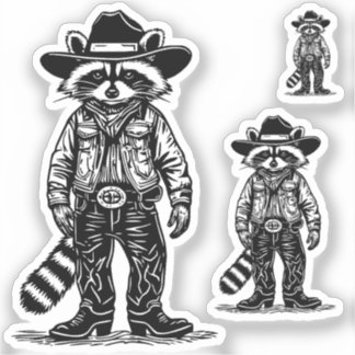 Adesivo cowboy raccoon