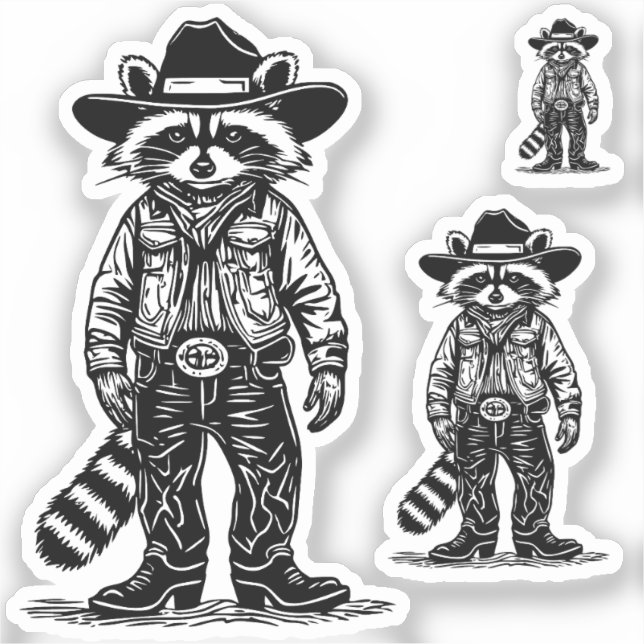 Adesivo cowboy raccoon (Frente)