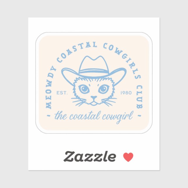 Adesivo Cowgirl costeira estética do gato da costa leste a (Folha)