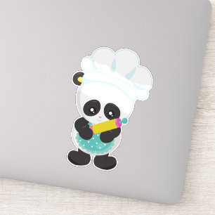 Adesivo Cozinhar Panda, Baking Panda, Apron, Rolling Pin