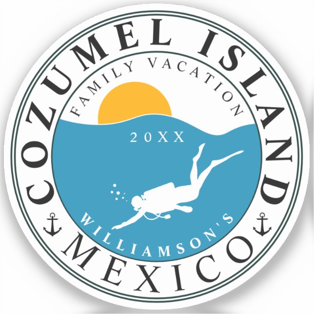 Adesivo Cozumel México Diving Viagem Vacing Souvenir (Frente)