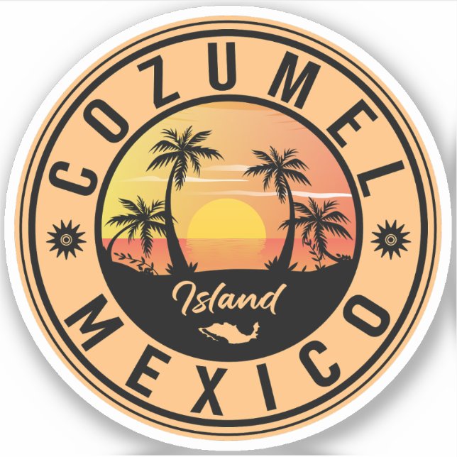 Adesivo Cozumel México Ilha Retro Sunset Souvenirs (Frente)