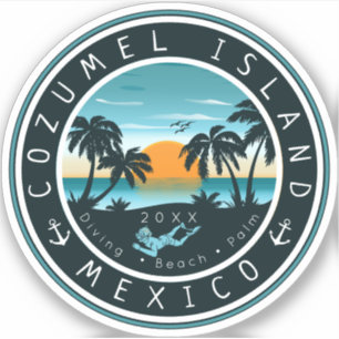 Adesivo Cozumel México Scuba Diving Sunset Souvenir 80