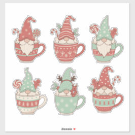 Adesivo Cozy Christmas Gnomes in Mugs: Aesthetic Holiday