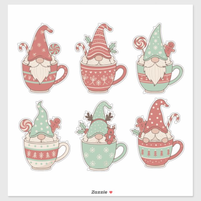 Adesivo Cozy Christmas Gnomes in Mugs: Aesthetic Holiday (Folha)