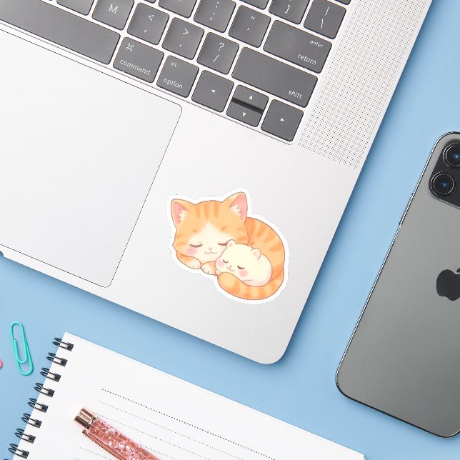 Adesivo Cozy Naptime: Sleeping Cat & Hamster (Notebook com iPhone)