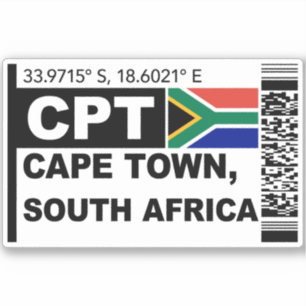 Adesivo CPT Cape Town Cartão de Embarque - Viagens à Áfric
