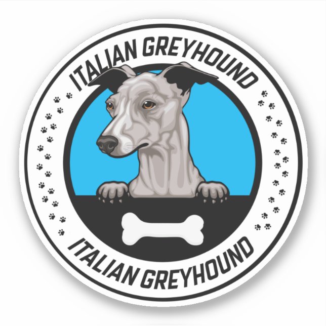 Adesivo Crachá de Ilustração de Peeking em Greyhound Itali (Frente)