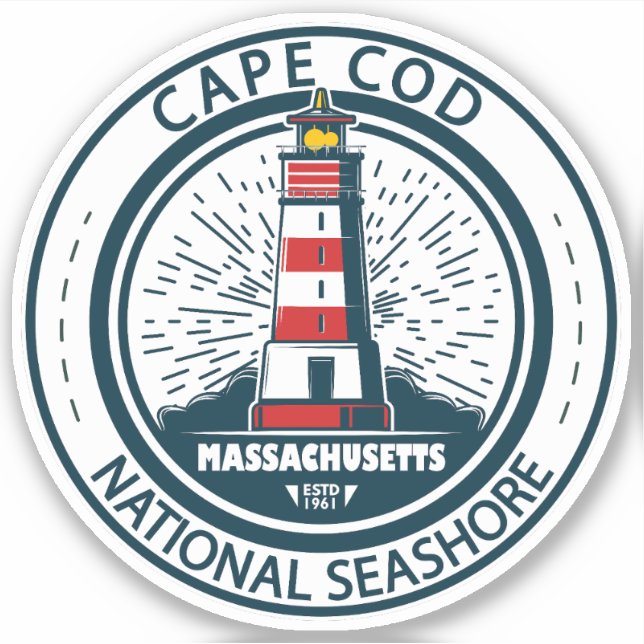 Adesivo Crachá de Massachusetts do Cabo Cod National Seash (Frente)