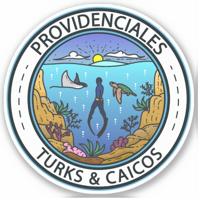 Adesivo Crachá Providencienciales Turks e Caicos Scuba (Frente)