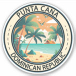 Adesivo Crachá Punta Cana Dominicana Hut<br><div class="desc">Design de arte vetorial de Punta Cana. A área de Bávaro e Punta Cana se combinam para formar o que é conhecido como La Costa del Coco,  ou a Costa do Coco,  uma área de resorts lavos e inclusivos.</div>