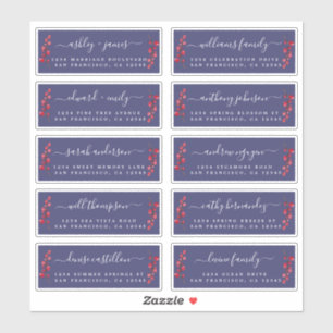 Adesivo Cranberry Sprig Wedding Guest Address Labels