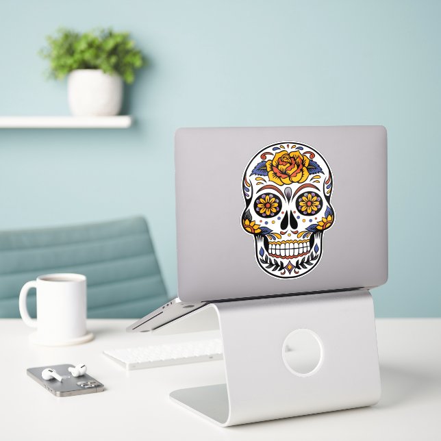 Adesivo Crânio (Laptop na mesa)