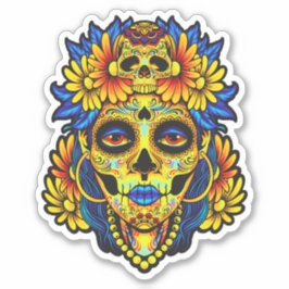 Adesivo Crânio de Açúcar Artístico Design