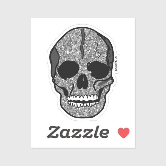 Adesivo Crânio de Prata Esparcial (Folha)