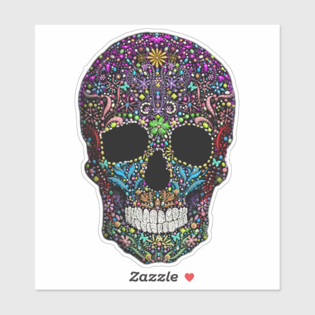 Adesivo Crânio Decorado (Folha)