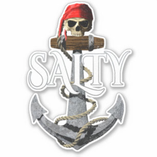 Adesivo Crânio E Âncora De Pirata Salgada