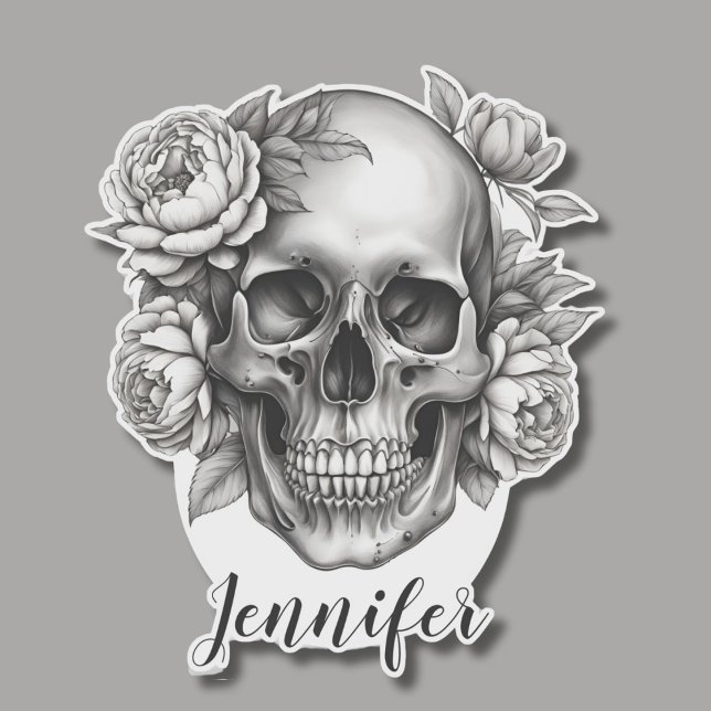 Adesivo Crânio gótico com pedras monograma à prova d'água (Criador carregado)