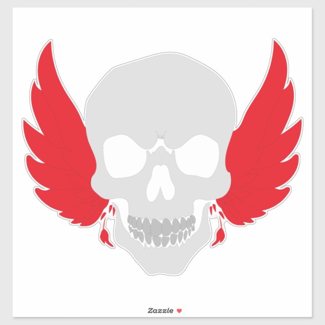 Adesivo crânio incrível com asa (Folha)