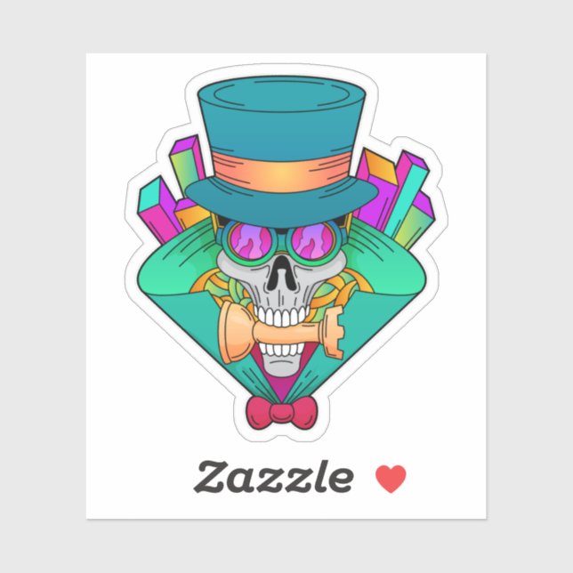 Adesivo Crânio no xadrez com torta de xadrez (Folha)