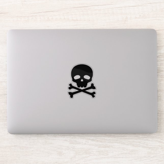 Adesivo Crânio Pirata Preto em Fundo Branco (Computador)