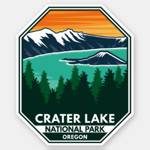Adesivo Crater Lake National Park Elk Retro Compass Emblem