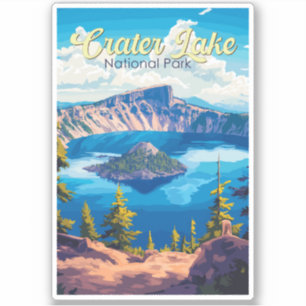 Adesivo Crater Lake National Park Ilustração Viagem Art