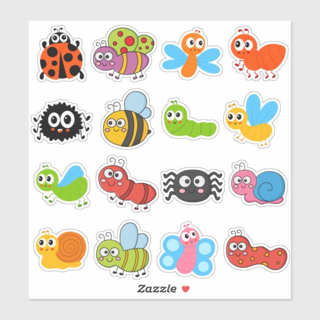 Adesivo Crawlies de Cartoon Bonito (Folha)